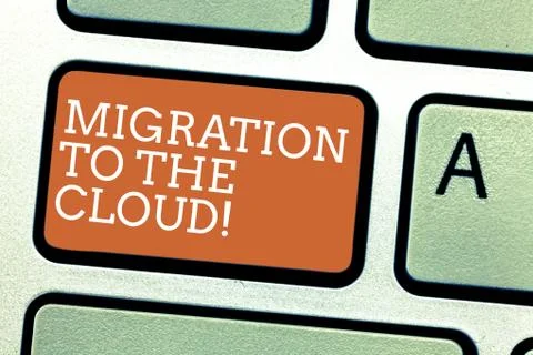 Writing note showing Migration To The Cloud. Business photo showcasing Transfer Stock Photos