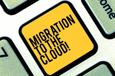 Writing note showing Migration To The Cloud. Business photo showcasing Transfer Stock Photos