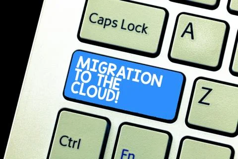 Writing note showing Migration To The Cloud. Business photo showcasing Transfer Stock Photos