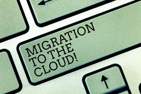 Writing note showing Migration To The Cloud. Business photo showcasing Transfer Stock Photos