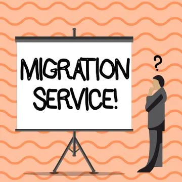 Writing note showing Migration Service. Business photo showcasing shift diffe Stock Illustration
