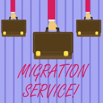 Writing note showing Migration Service. Business photo showcasing shift diffe Stock Illustration