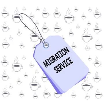 Writing note showing Migration Service. Business photo showcasing moving of Stock Illustration