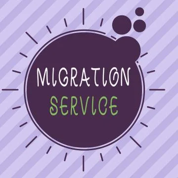 Writing note showing Migration Service. Business photo showcasing moving of Stock Illustration