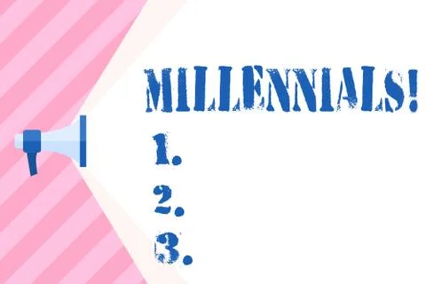 Writing note showing Millennials. Business photo showcasing Generation Y Born Illustrazione stock