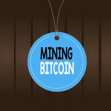Writing note showing Mining Bitcoin. Business photo showcasing processing of Stock Illustration