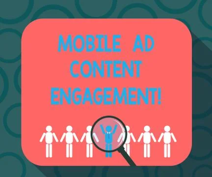 Writing note showing Mobile Ad Content Engagement. Business photo showcasing Stock Illustration