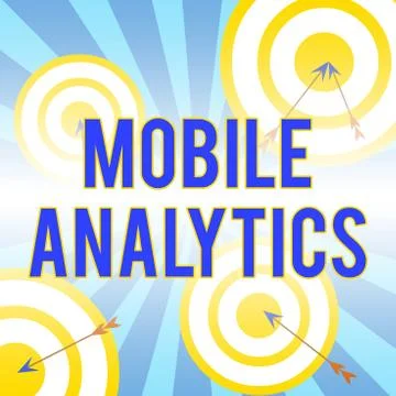 Writing note showing Mobile Analytics. Business photo showcasing studies the Illustrazione stock