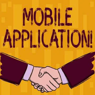 Writing note showing Mobile Application. Business photo showcasing application イラスト素材