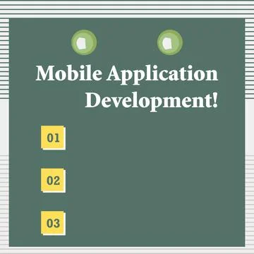 Writing note showing Mobile Application Development.ami ami Stock Illustration