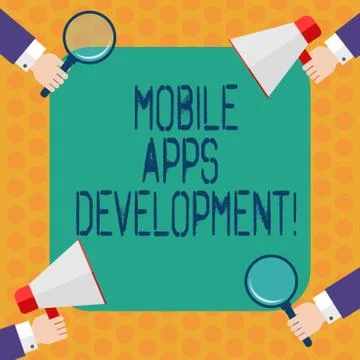 Writing note showing Mobile Apps Development. Business photo showcasing Process イラスト素材