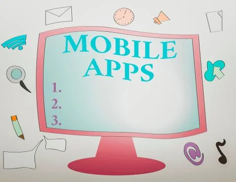 Writing note showing Mobile Apps. Business photo showcasing a software Stock Illustration