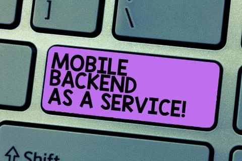 Writing note showing Mobile Backend As A Service. Business photo showcasing Stock Photos