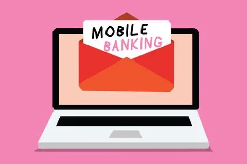 Writing note showing Mobile Banking. Business photo showcasing Monitoring Stock Illustration