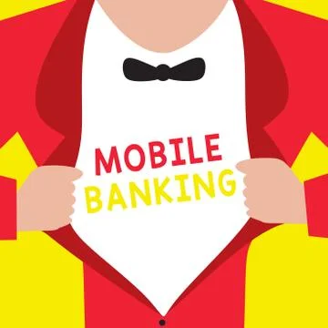 Writing note showing Mobile Banking. Business photo showcasing Monitoring Stock Illustration