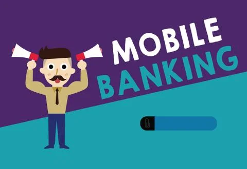 Writing note showing Mobile Banking. Business photo showcasing Monitoring Stock Illustration