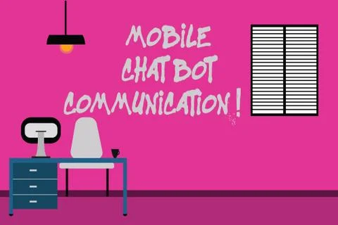 Writing note showing Mobile Chat Bot Communication. Business photo showcasing 스톡 일러스트