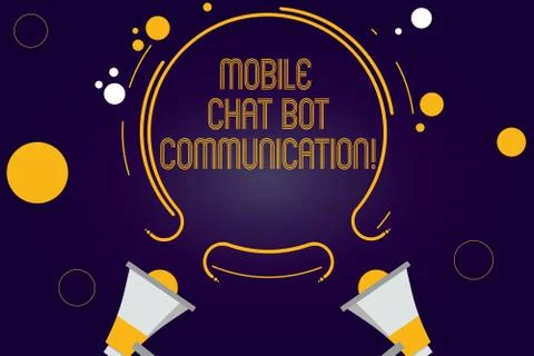 Writing note showing Mobile Chat Bot Communication. Business photo showcasing Stock Illustration
