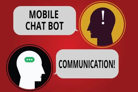 Writing note showing Mobile Chat Bot Communication. Business photo showcasing 스톡 일러스트