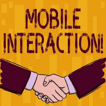 Writing note showing Mobile Interaction. Business photo showcasing the Illustrazione stock
