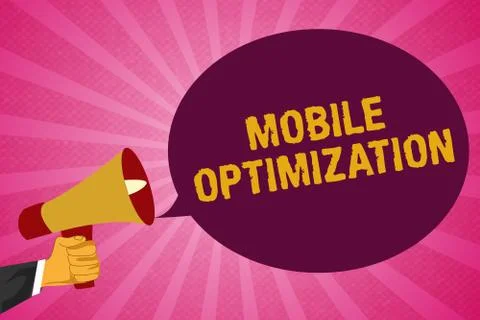 Writing note showing Mobile Optimization. Business photo showcasing Site Cont Stock Illustration