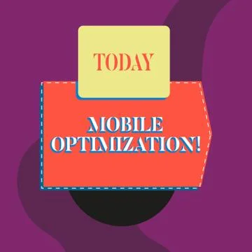 Writing note showing Mobile Optimization. Business photo showcasing Site Content Illustrazione stock