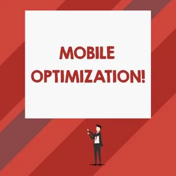 Writing note showing Mobile Optimization. Business photo showcasing Site Content Illustrazione stock