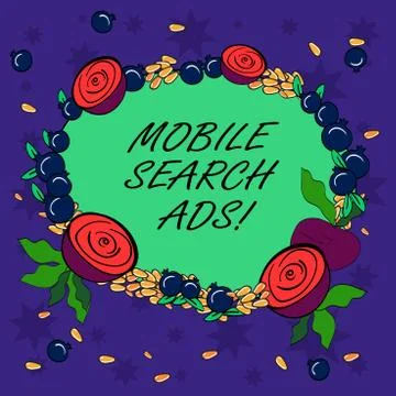 Writing note showing Mobile Search Ads. Business photo showcasing ad that can Stock Illustration