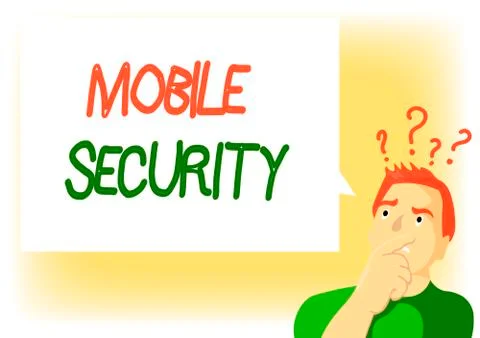 Writing note showing Mobile Security. Business photo showcasing Protection of Stock Illustration