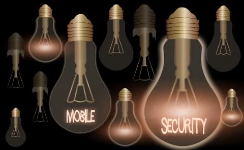 Writing note showing Mobile Security. Business photo showcasing Protection of Stock Illustration