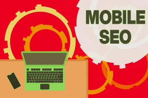 Writing note showing Mobile Seo. Business photo showcasing process of optimizing Stock Illustration
