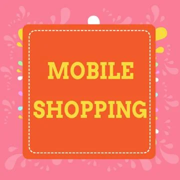 Writing note showing Mobile Shopping. Business photo showcasing Buying and 스톡 일러스트
