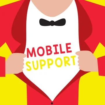 Writing note showing Mobile Support. Business photo showcasing Provides イラスト素材
