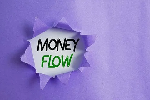 Writing note showing Money Flow. Business photo showcasing it is an indicator of Stock Photos