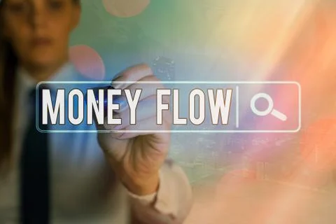 Writing note showing Money Flow. Business photo showcasing it is an indicator of Stock Photos