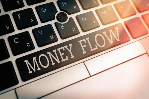 Writing note showing Money Flow. Business photo showcasing it is an indicator of Stock Photos