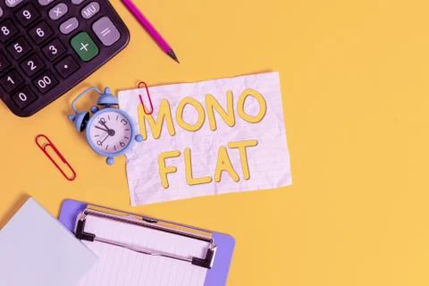 Writing note showing Mono Flat. Business photo showcasing Stroke line icons for Foto stock