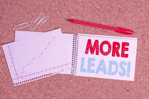 Writing note showing More Leads. Business photo showcasing initiation of Stock Photos