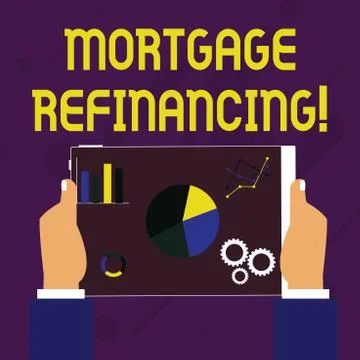 Writing note showing Mortgage Refinancing. Business photo showcasing process of Illustration
