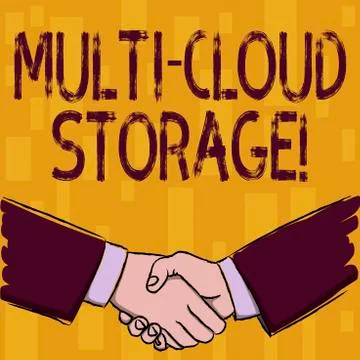 Writing note showing Multi Cloud Storage. Business photo showcasing use of Illustrazione stock