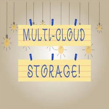 Writing note showing Multi Cloud Storage. Business photo showcasing use of Illustrazione stock