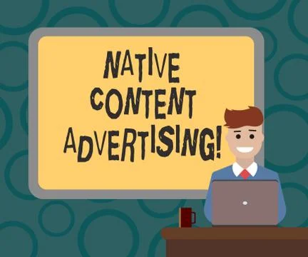 Writing note showing Native Content Advertising. Business photo showcasing Ad Stock Illustration