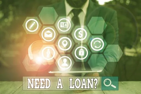 Writing note showing Need A Loan Question. Business photo showcasing asking he Stock Photos
