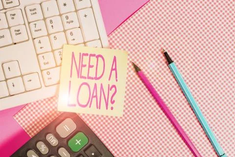 Writing note showing Need A Loan Question. Business photo showcasing asking he Stock Photos