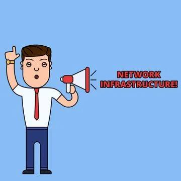 Writing note showing Network Infrastructure. Business photo showcasing Hardware Stock Illustration