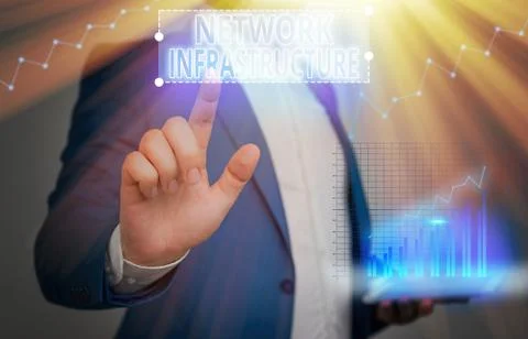 Writing note showing Network Infrastructure. Business photo showcasing Hardware Stock Photos