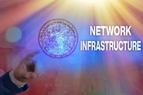 Writing note showing Network Infrastructure. Business photo showcasing Hardware Stock Photos