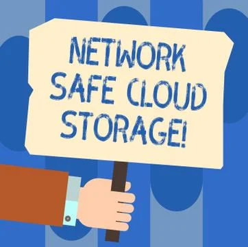 Writing note showing Network Safe Cloud Storage. Business photo showcasing 库存插图