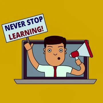 Writing note showing Never Stop Learning. Business photo showcasing keep on Stock Illustration