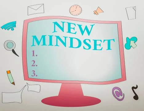 Writing note showing New Mindset. Business photo showcasing freshly madeup Stock Illustration